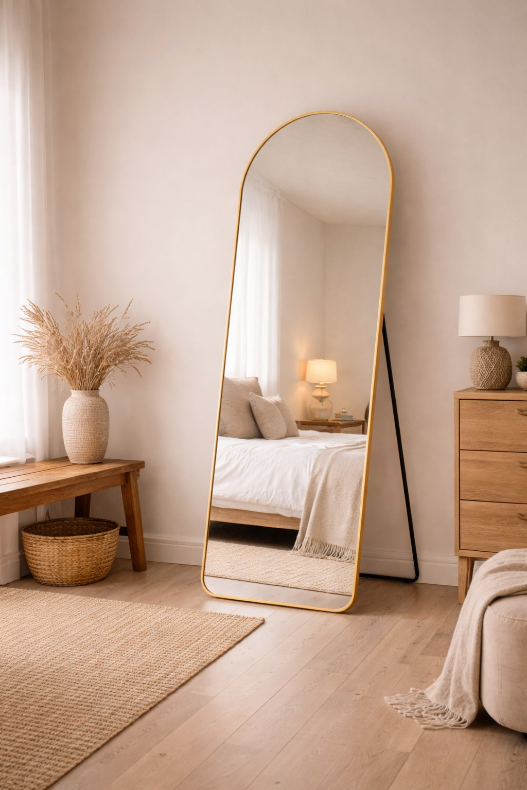 Minimalistische Boog Vloerspiegel — Full Body Pinterest Design (170 cm × 70 cm)