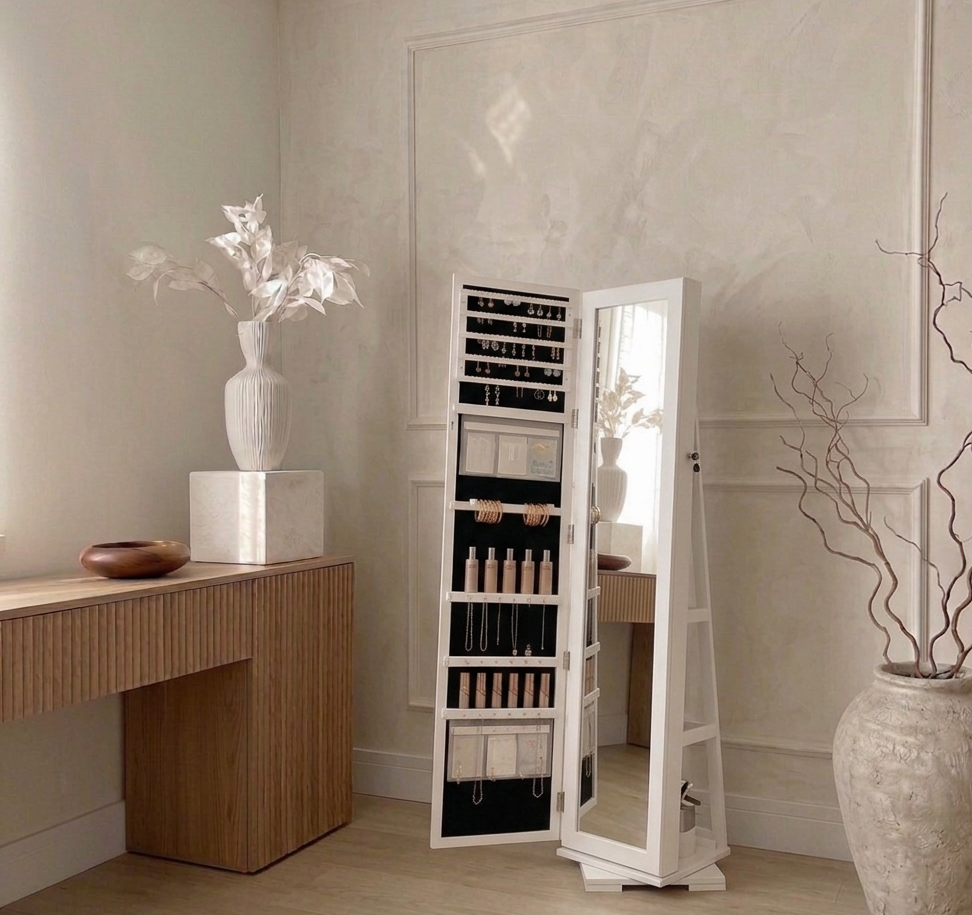 360° Spiegel met plank en sieradenopslag — Sale (155 cm x 54 cm)