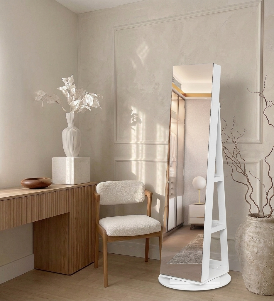 360° Spiegel met plank en sieradenopslag — Sale (155 cm x 54 cm)