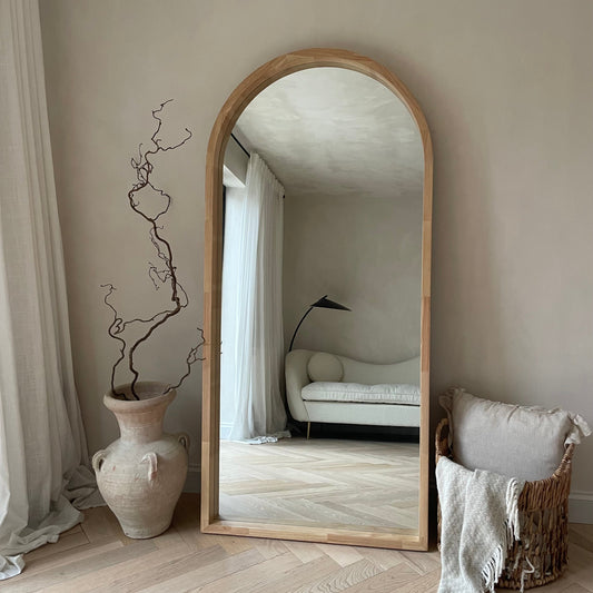 Design Boogspiegel in Licht Hout — Full Body Formaat (170 cm × 80 cm)