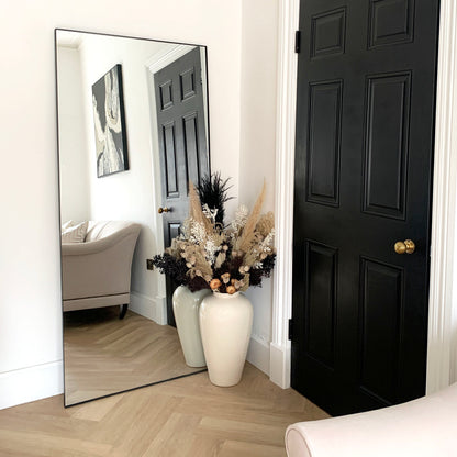 Grote Rechthoekige Spiegel in Zwart Metaal (179 cm × 80 cm)